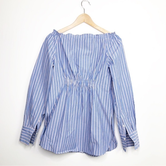 TIBI striped Garcon, off The shoulder blouse - Picture 9 of 11